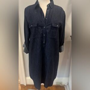 Loft Denim Dress Small Petite Blue Popover Shirt Dress All Season